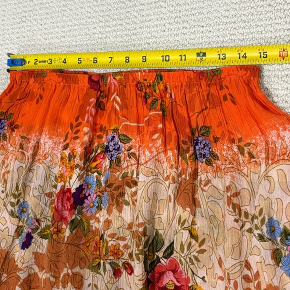 Forbidden womens vibrant boho tiered maxi skirt ruffles vintage gauzy gypsy sz L - Picture 5 of 9